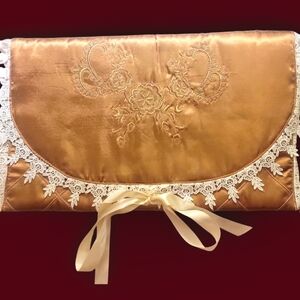 Beautiful Vintage 60s Quilted Satin Hosiery Bag